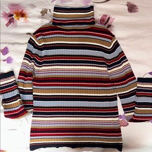 Vintage 90s Multicolored Striped Turtleneck Sweater